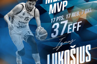 Geriausią pasirodymą NKL atkrintamosiose surengęs I. Lukošius – trečiųjų aštuntfinalio rungtynių MVP